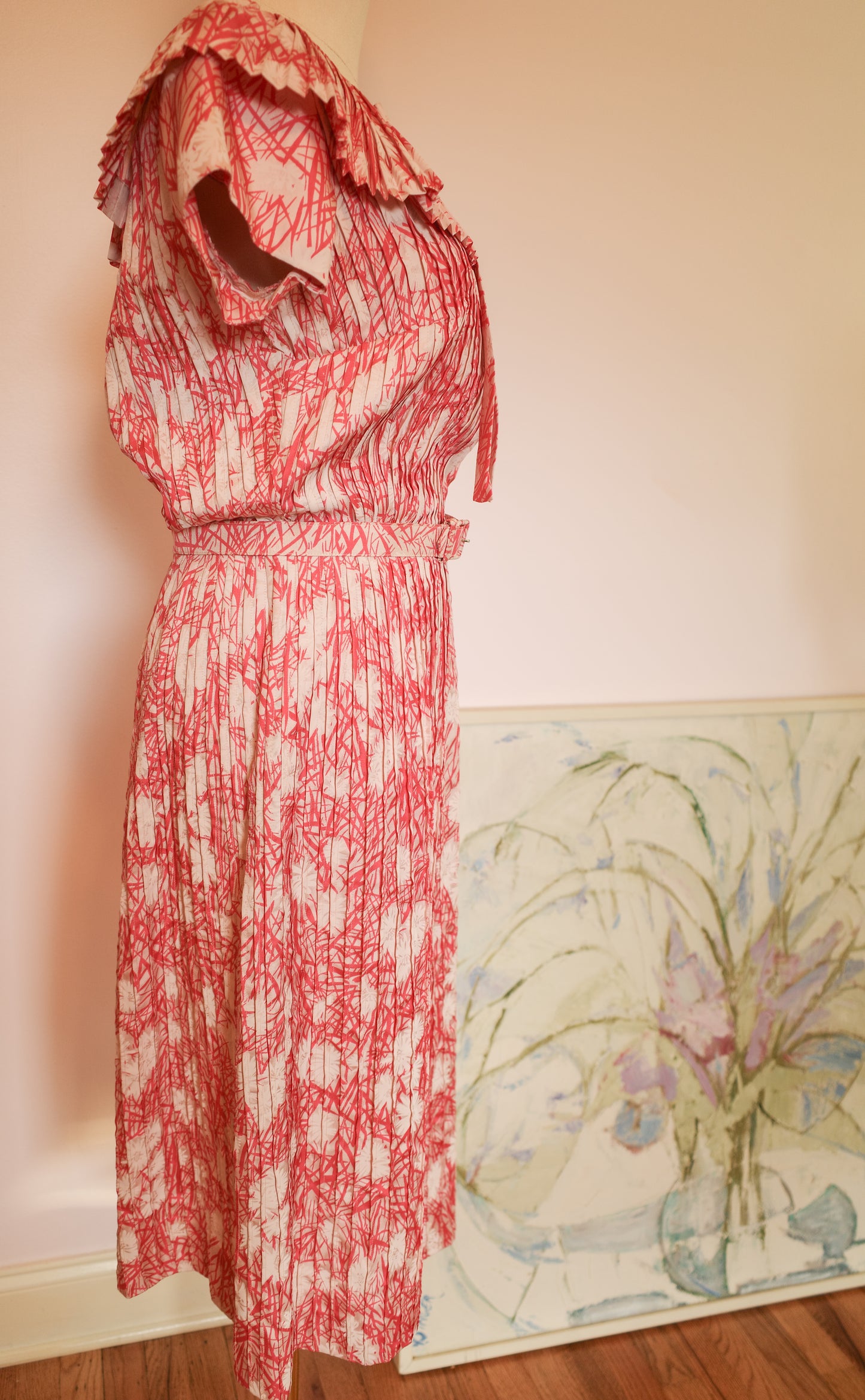 Vintage Pleated Collar Dress