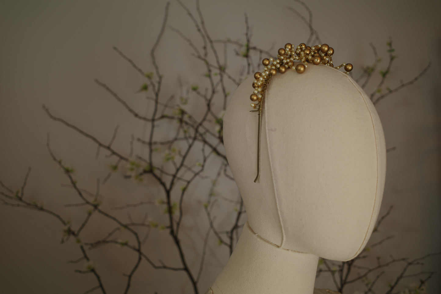 Vintage Enamel Baubel Gold Beaded Bridal Headband