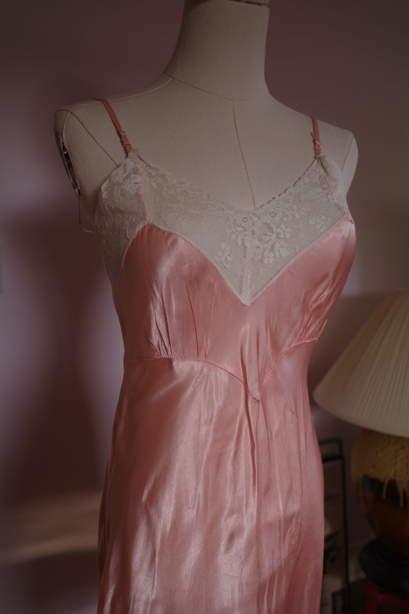 1940's Pink Lace Trimmed Slip