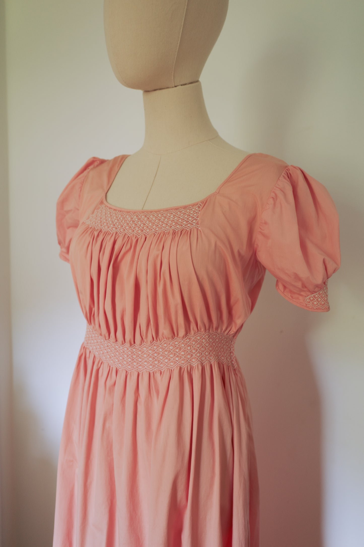 1930s pink Empire waist dress