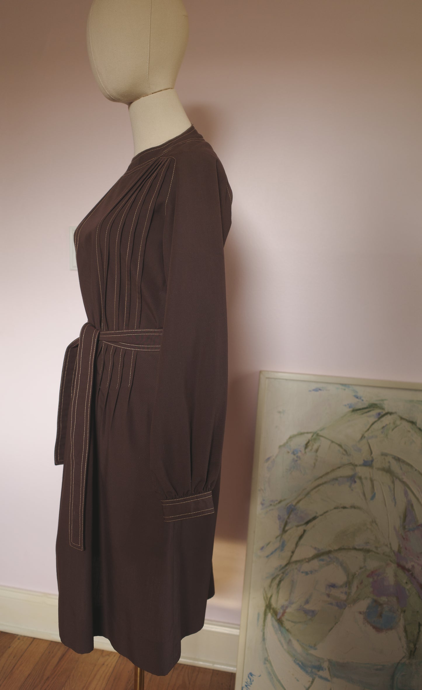 1970s Brown Utility Brown Dress