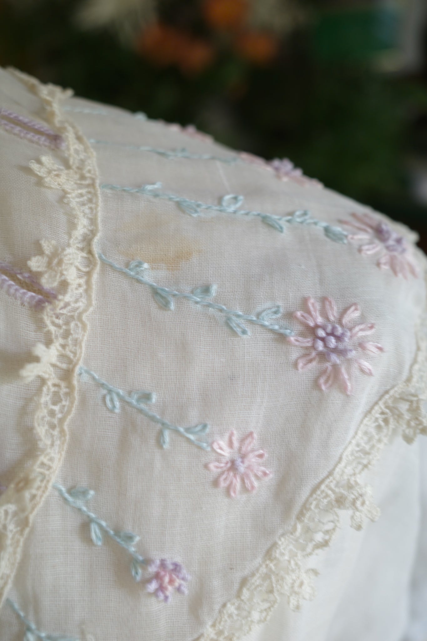 Vintage Cotton Lace and Embroidered Shirt