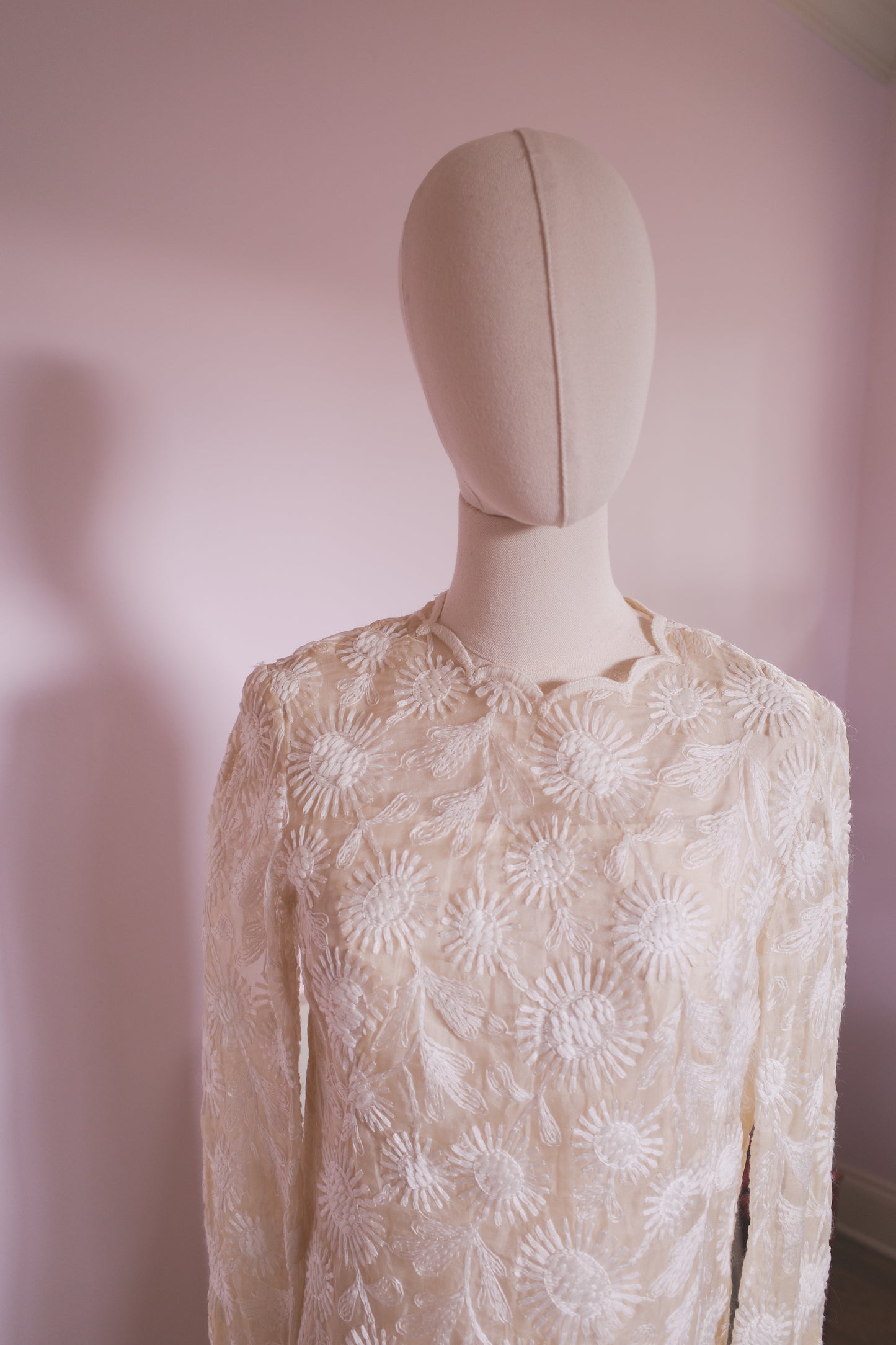 Vintage 1960s floral embroidered wedding dress