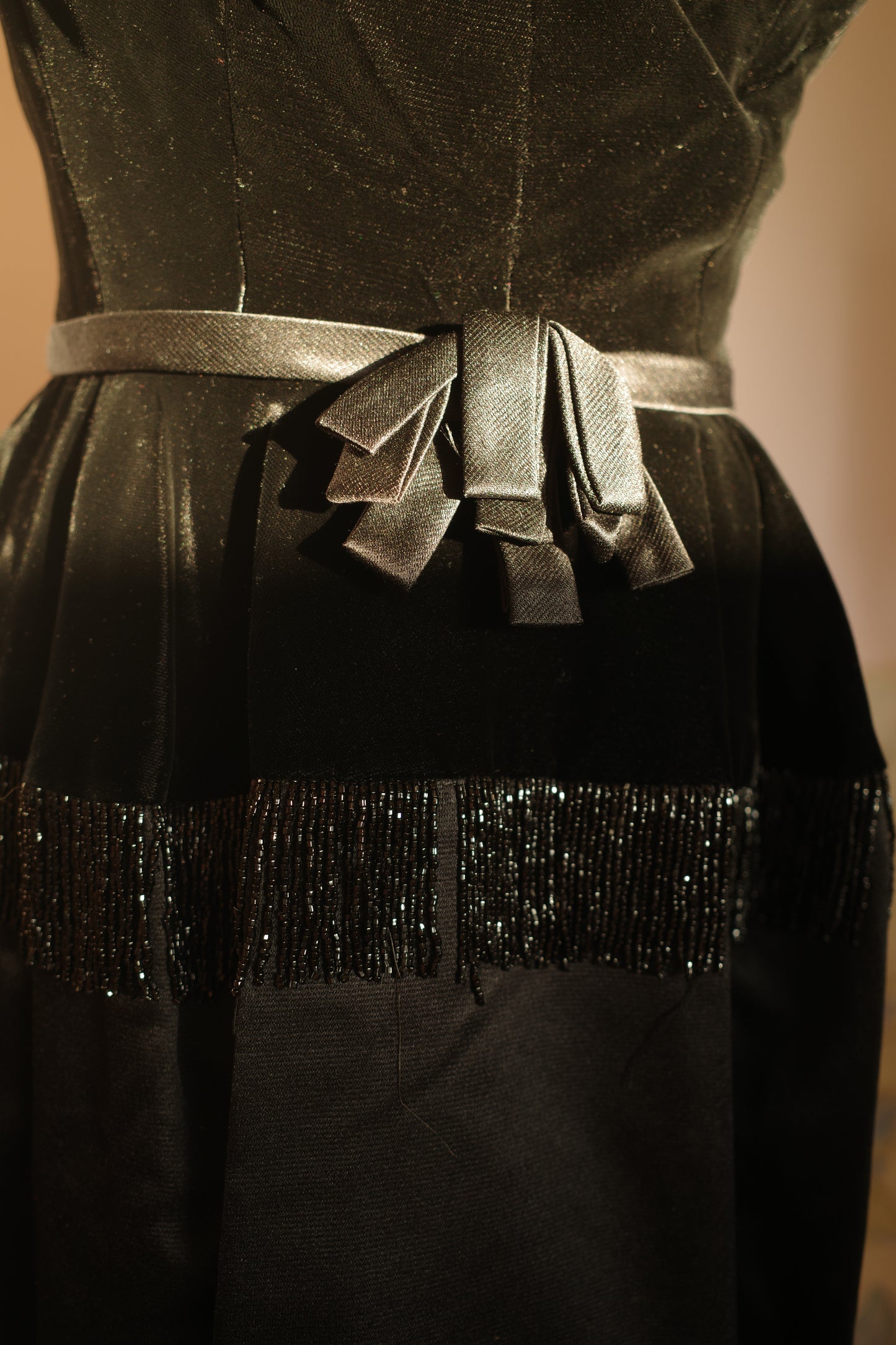 Vintage 1960s Black Deep-V velvet plunge neckline