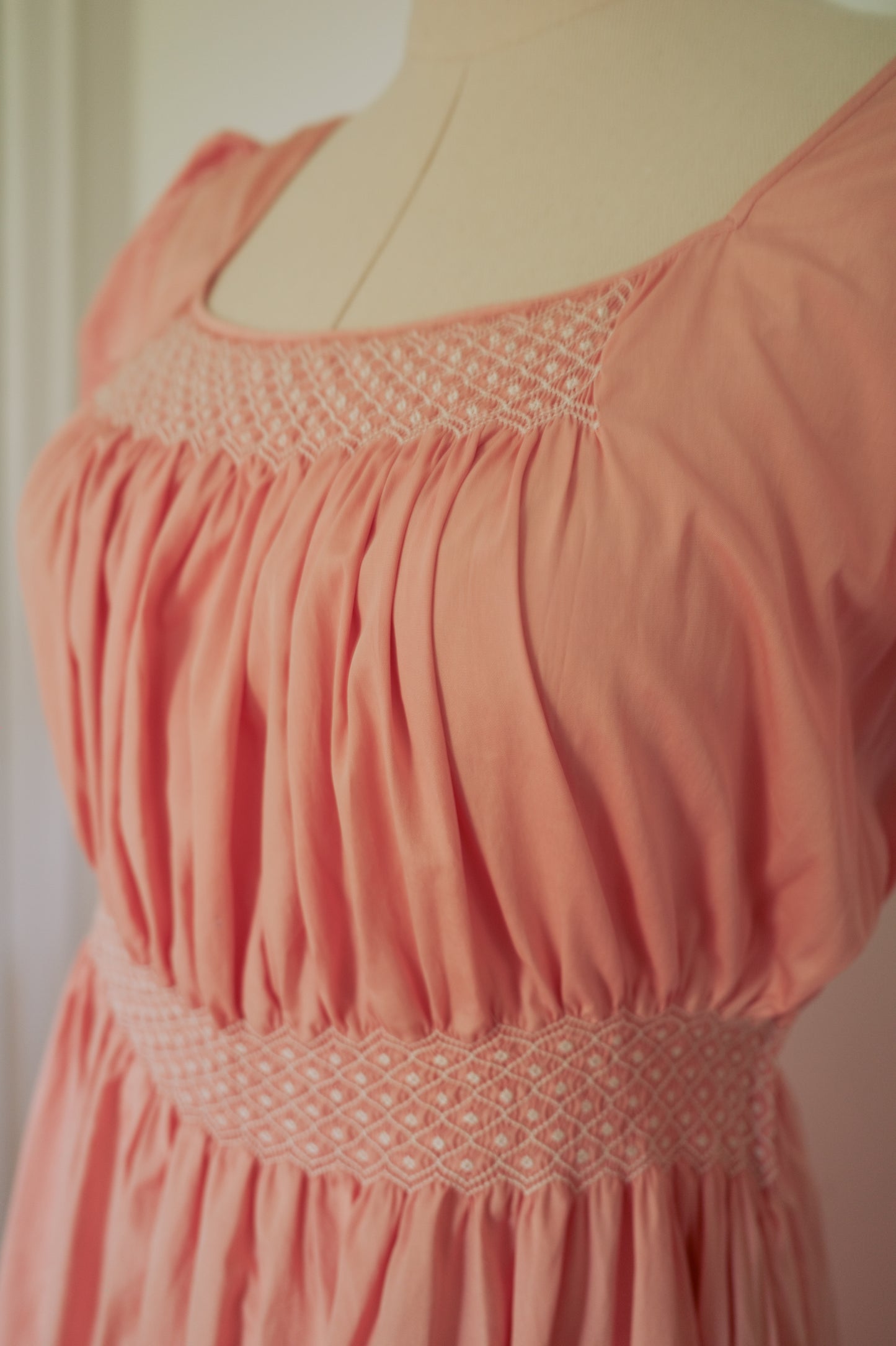 1930s pink Empire waist dress