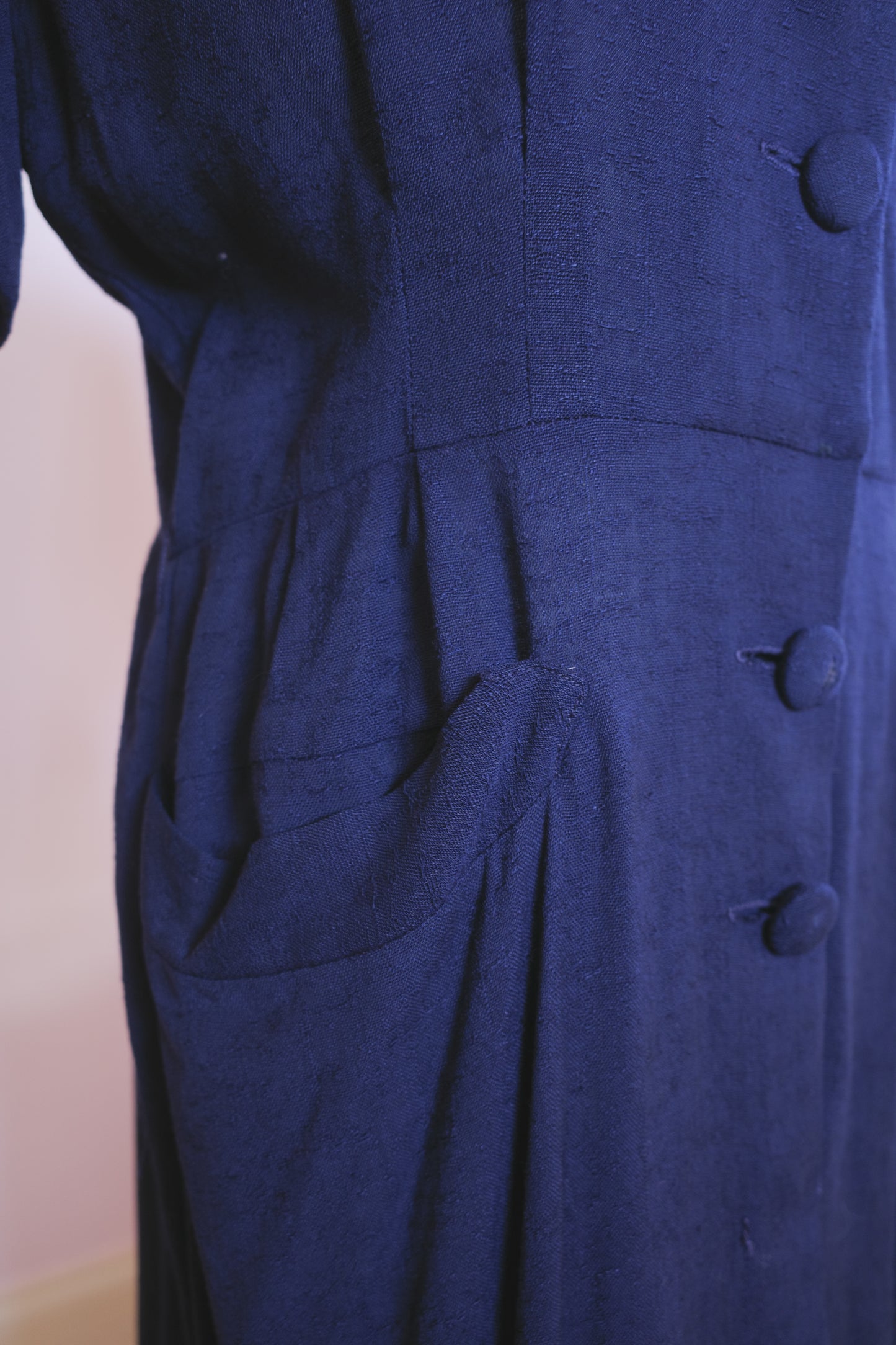 1940s Vintage Blue Dress With Pockets