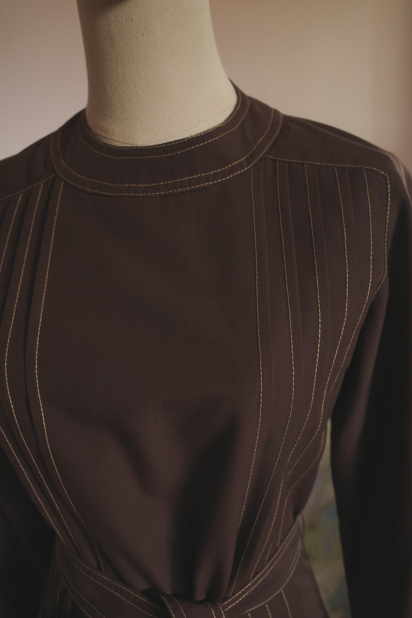 1970s Brown Utility Brown Dress